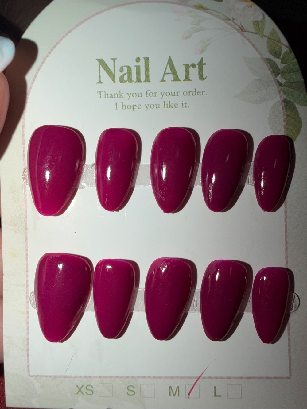 Press-On Nails Set in Deep Magenta